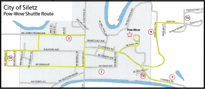 Map of the Nesika Illahee Pow-Wow Shuttle Route